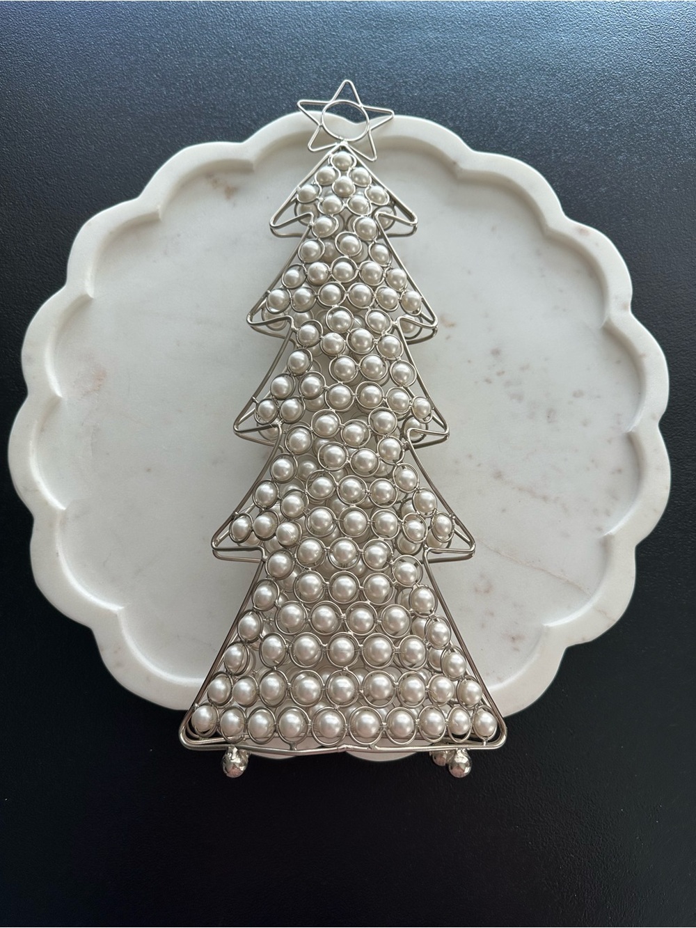 Rachel Zoe ~ Faux Pearl Christmas Tree with Star Decor 17 Inches
